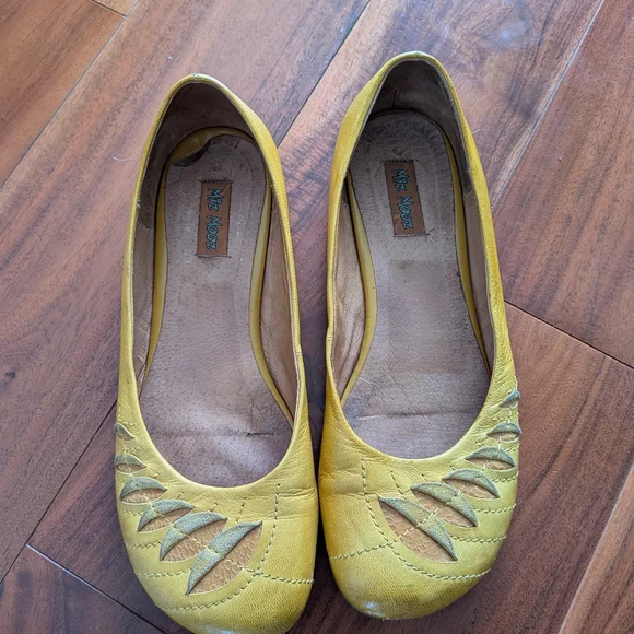 Miz Mooz Sunny Yellow Leather Cutout Ballet Flats - Picture 1 of 5